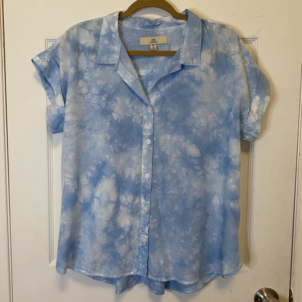Thread and supply tie dye button down top